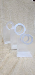 Round white leather handle translucent Bag