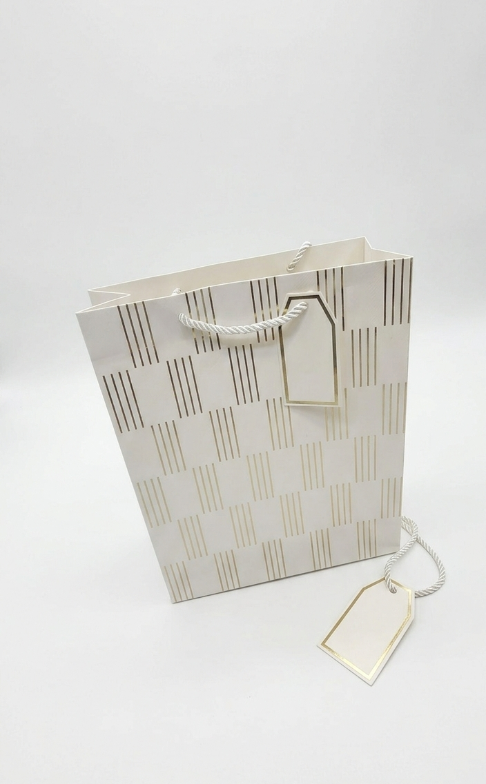 Medium size Luxury Gold Striped Embossed Paper Gift Bags - 4 Color Assortment