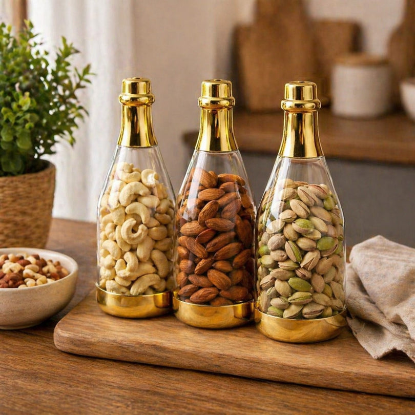 Big Size Golden Acrylic Champagne Design Plastic Gifting Bottles Batli (14.5 cm) | Perfect for Return Gifts, Chocolates, Dry Fruits & Invitations baatli, Bottle