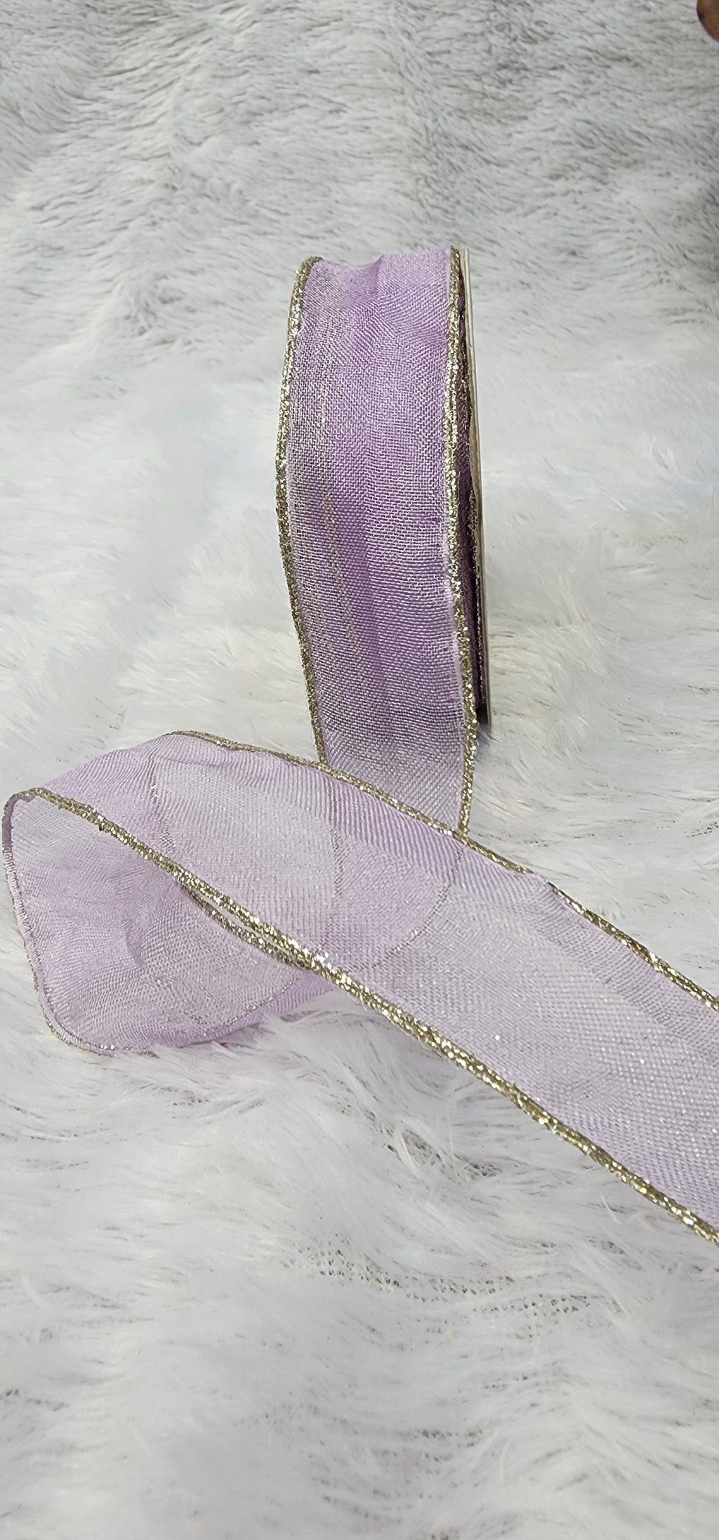 Organza Ribbon with Gold Metallic Border