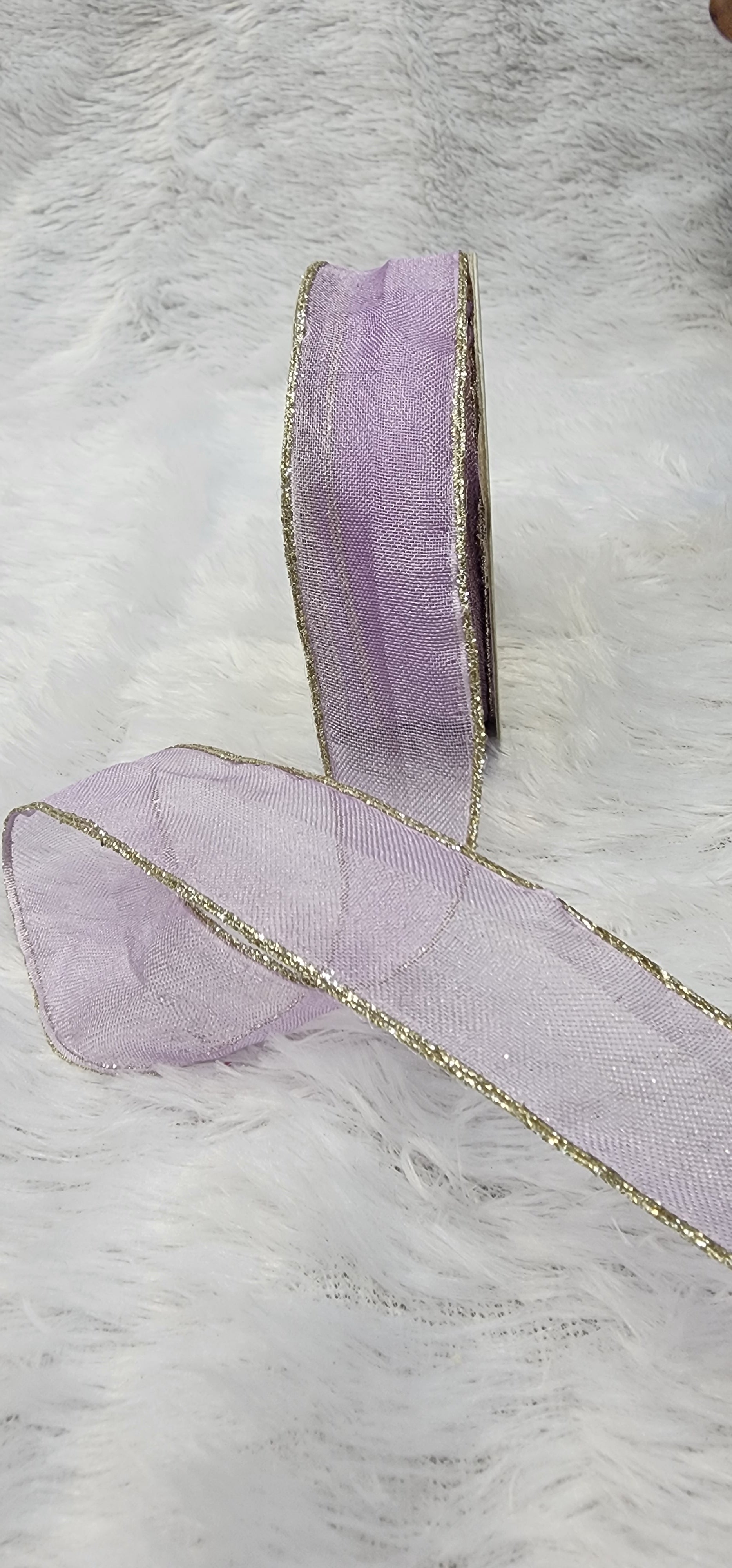 Organza Ribbon with Gold Metallic Border