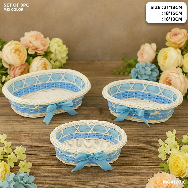 Woven oval shape basket with handle