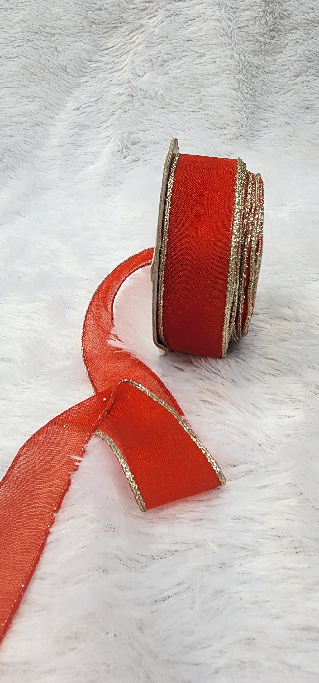 Organza Ribbon with Gold Metallic Border