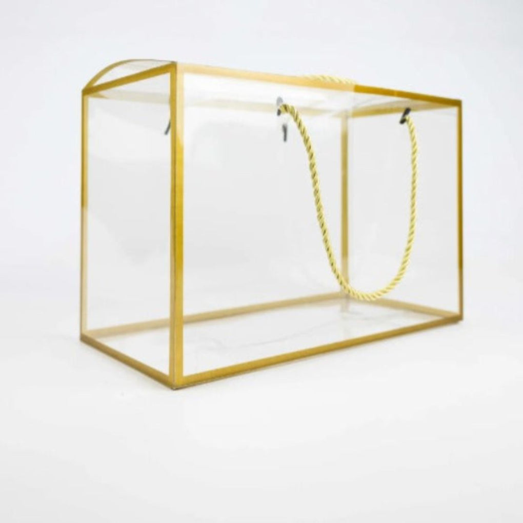 Pvc Rectangle transparent box with golden boarder