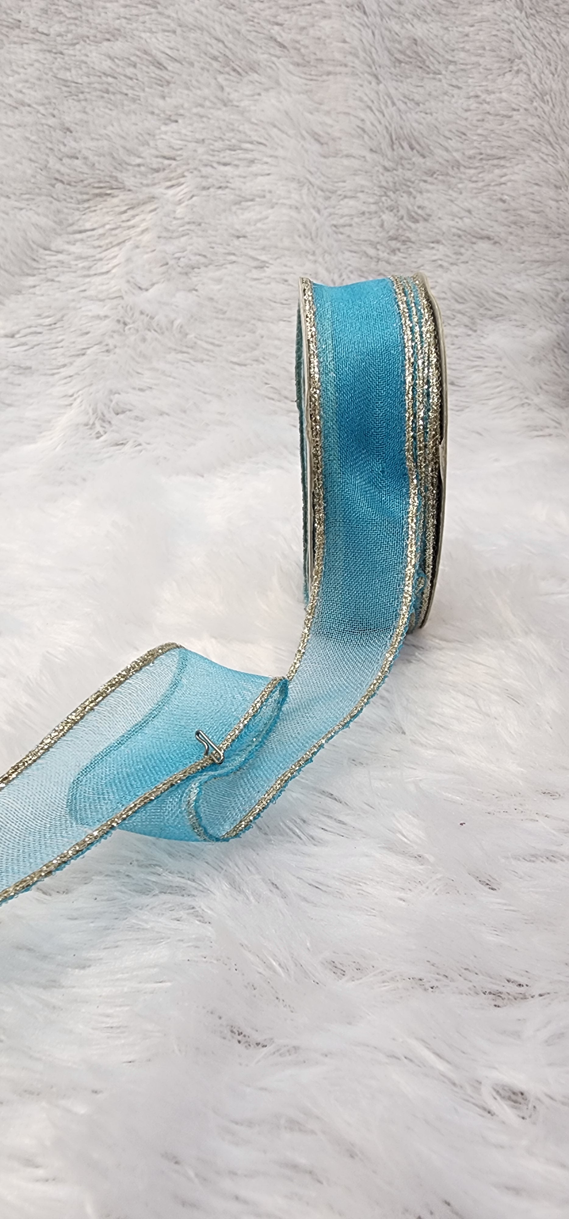 Organza Ribbon with Gold Metallic Border