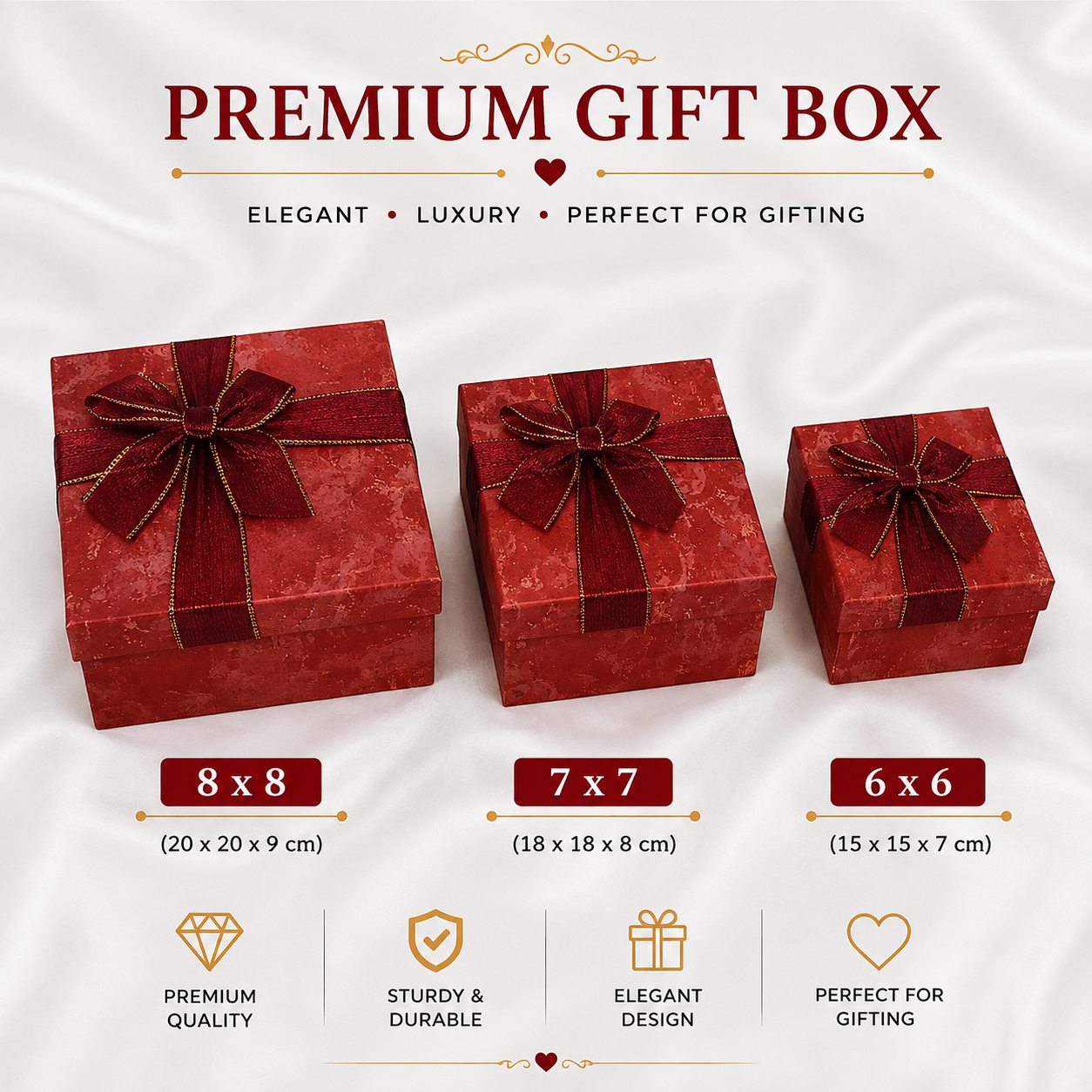 Square Organza  ribbon bow box