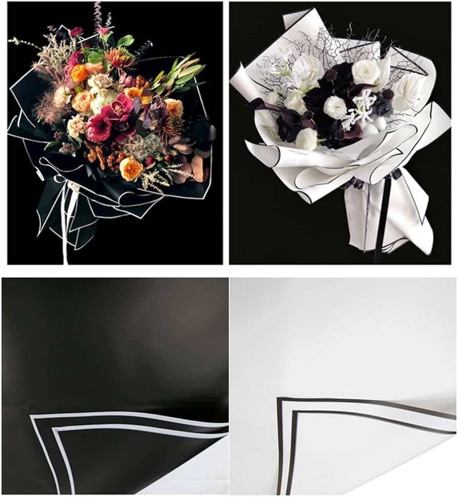 Black & white bouquet paper