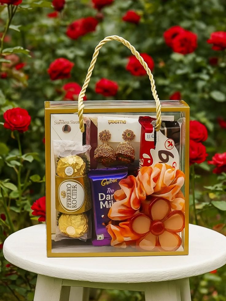 Pvc square transparent hamper box with golden boarder
