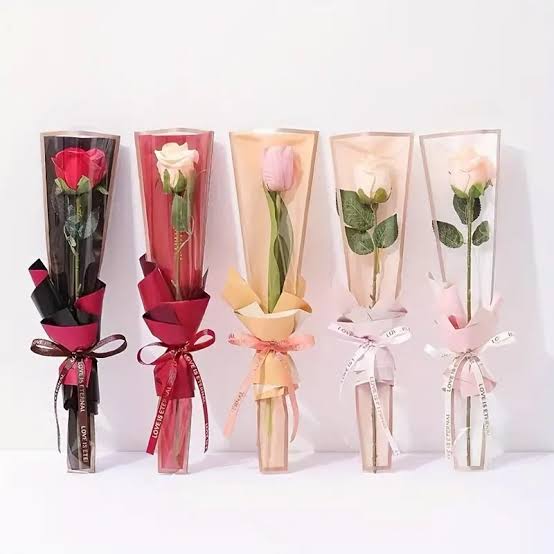 Flower wrapping bag clear rose floral bouquet paper