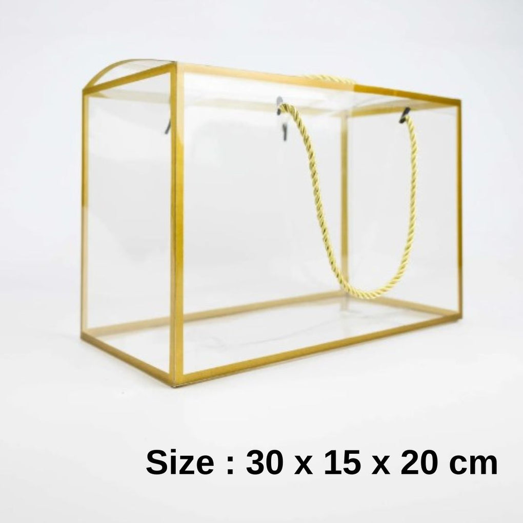 Pvc Rectangle transparent box with golden boarder