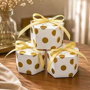 Hexagon Paper Gift Box with Ribbon, Gift Packaging Box for Wedding Return Gifts, Birthday Favours, Chocolate, Dry Fruit, Jewellery, Cosmetics, Baby Shower & Festive Hamper Packing