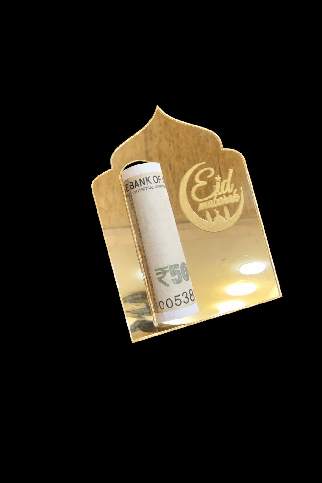 "Golden Mirror Acrylic Eid Mubarak Cash Gift Envelope Alternative"