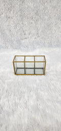 Luxury Gold Glass Storage Box with 3 Sections