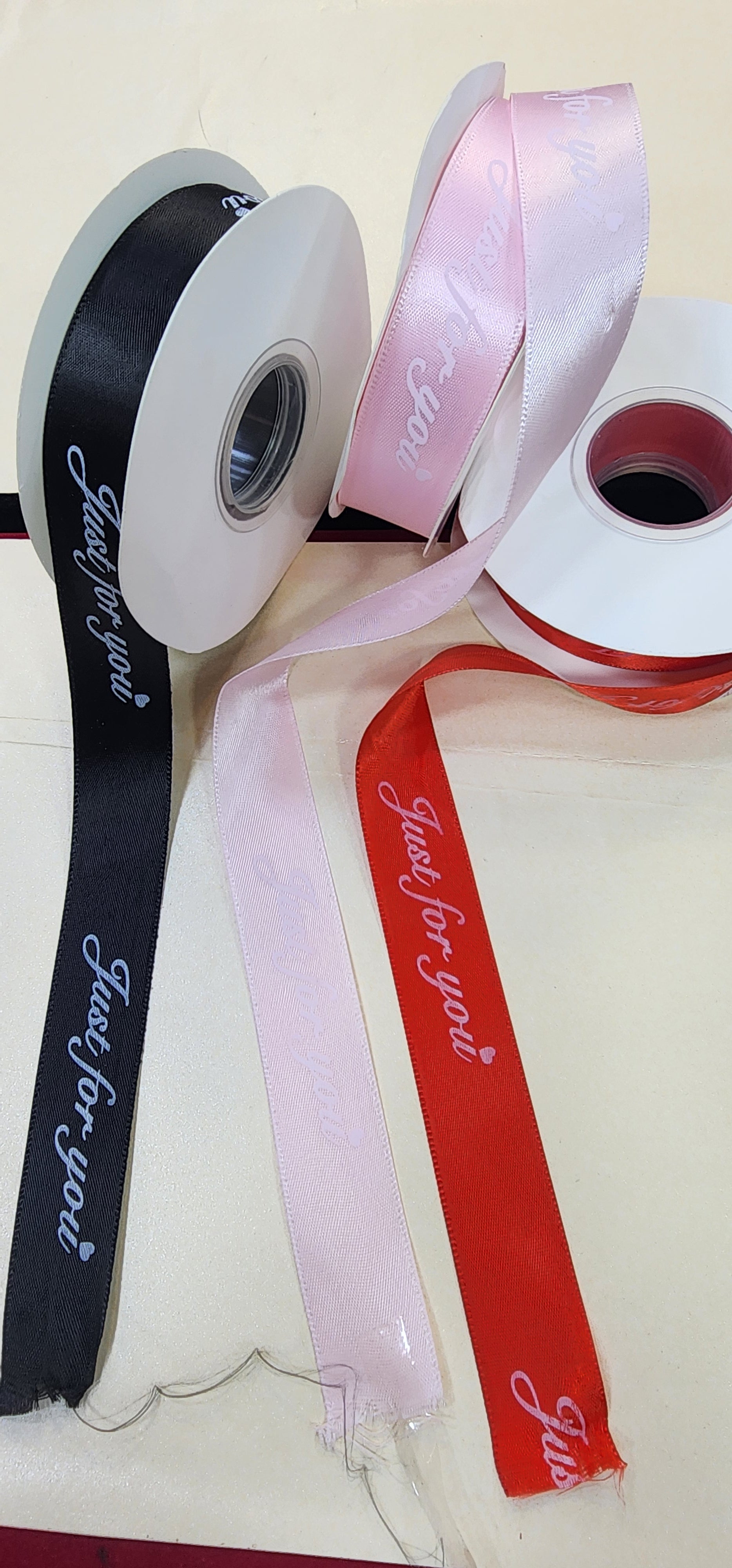 Just For You" Printed Satin Ribbon for Gift Wrapping and Crafts