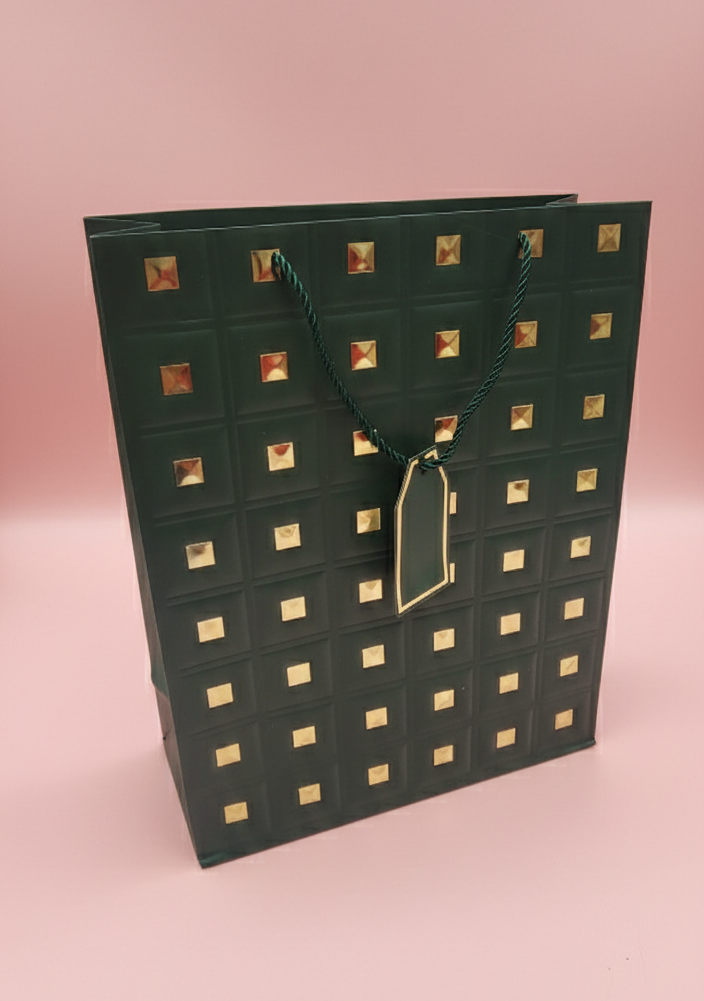 Big size Premium Designer Gift Bag with Gold Foil Squares