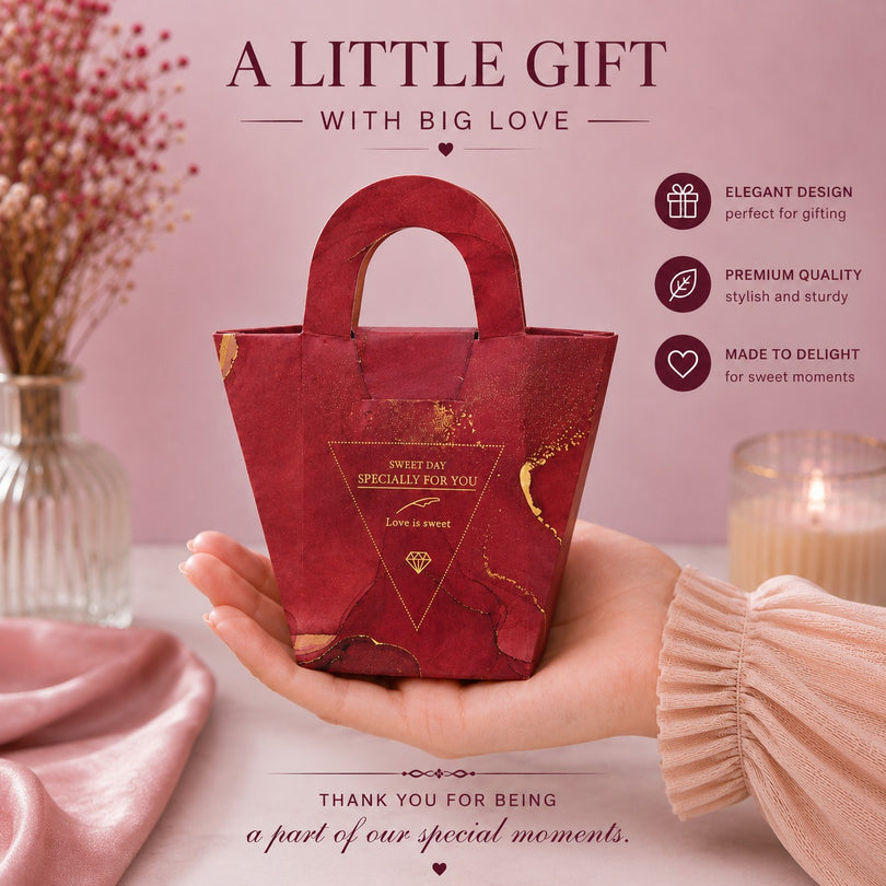 Paper Gift Bag with Handle for Wedding Return Gifts, Birthday Gifting, Hamper Packing, Chocolate, Dry Fruit, Jewellery, Cosmetics & Party Favour Packaging