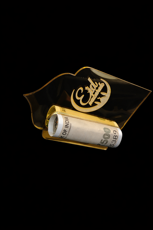 "Golden Mirror Acrylic Eid Mubarak Cash Gift Envelope Alternative"