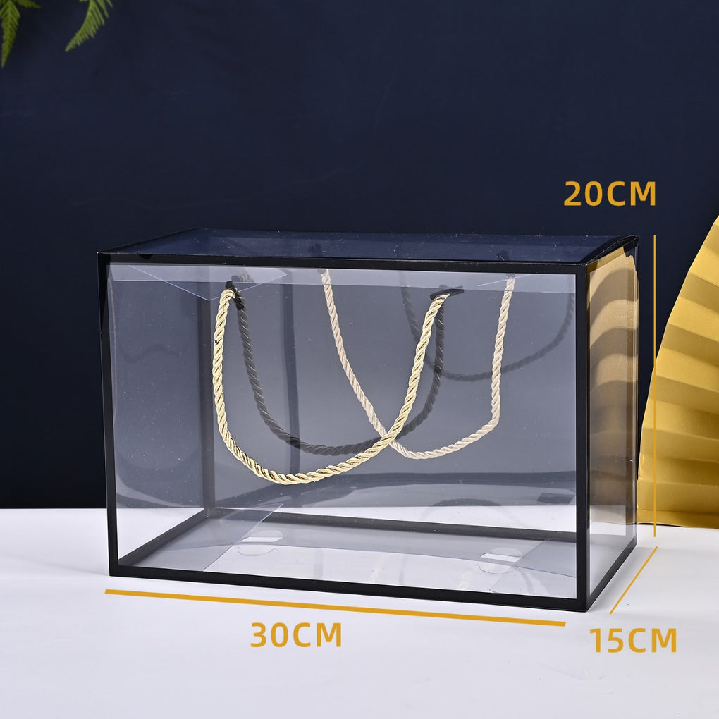 Pvc Rectangle transparent box with golden boarder
