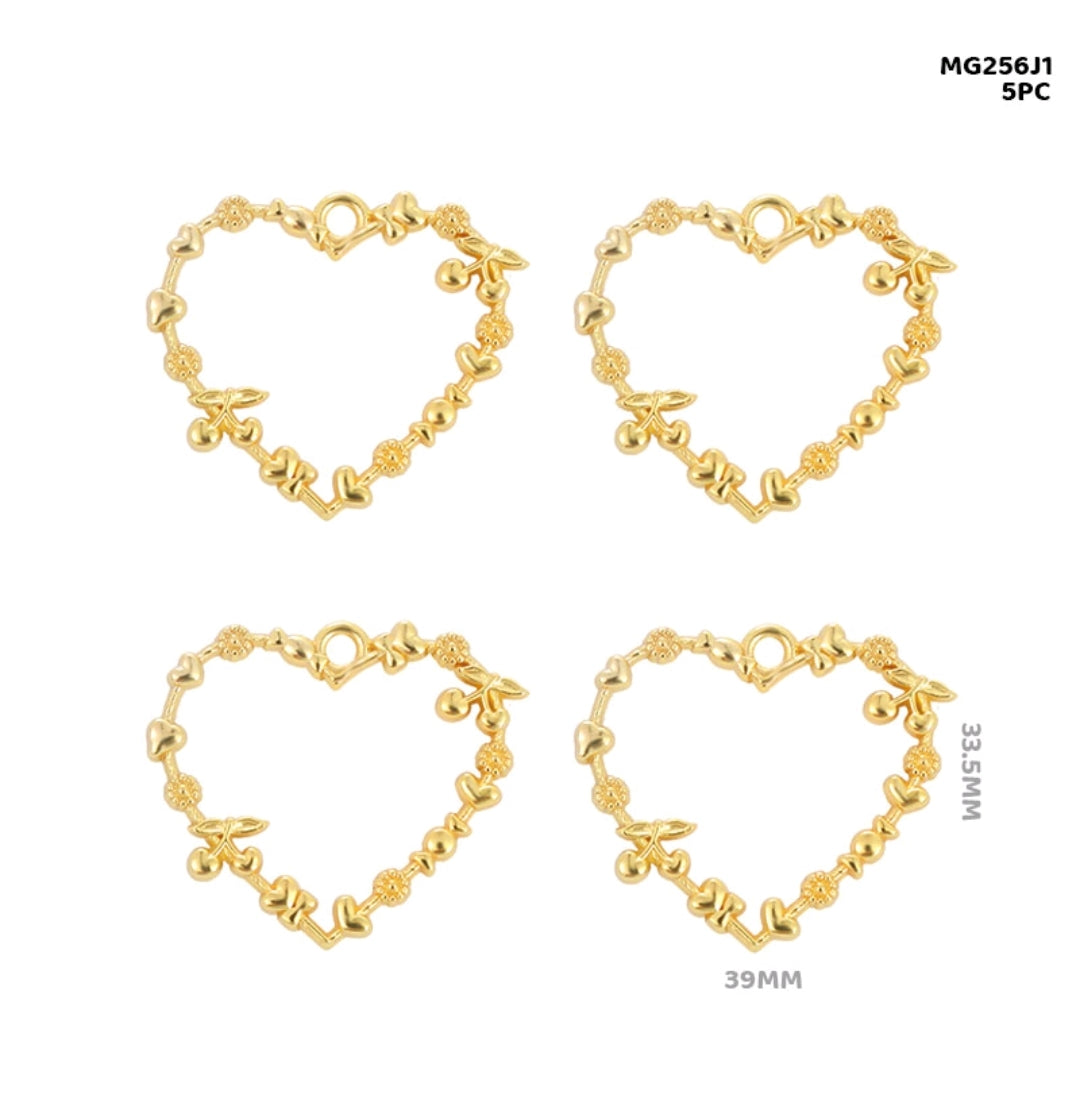 Golden Metal Open Bezel Frames – Resin Pendant Connectors (Assorted Shapes)