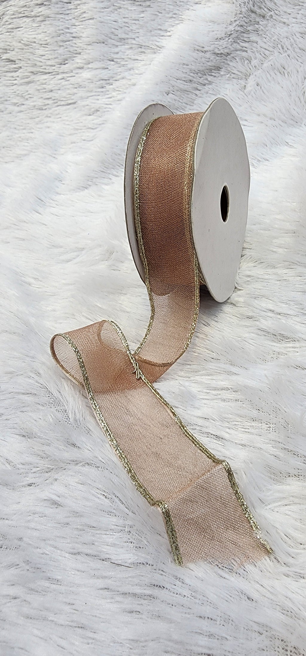 Organza Ribbon with Gold Metallic Border