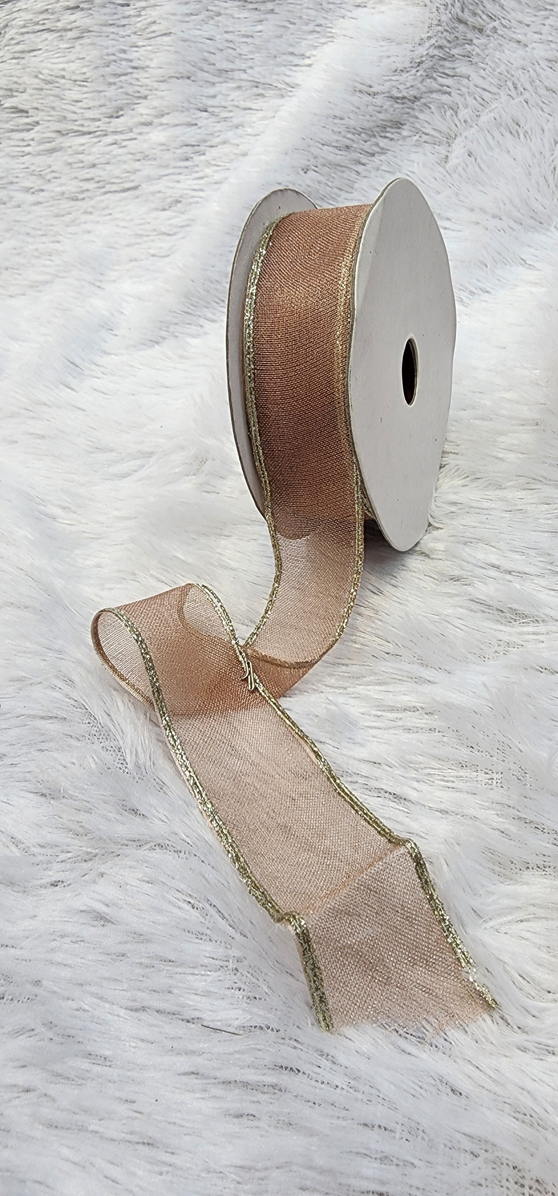 Organza Ribbon with Gold Metallic Border