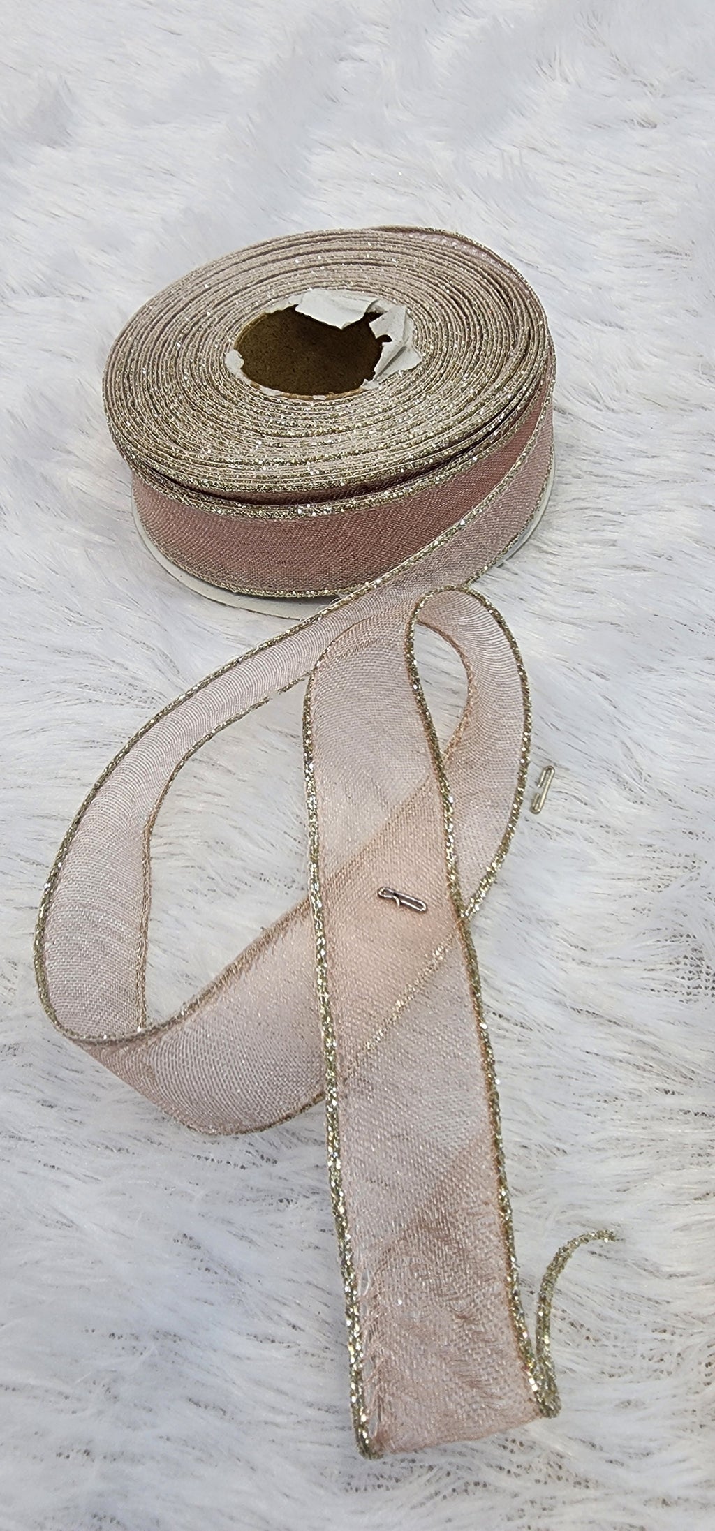 Organza Ribbon with Gold Metallic Border