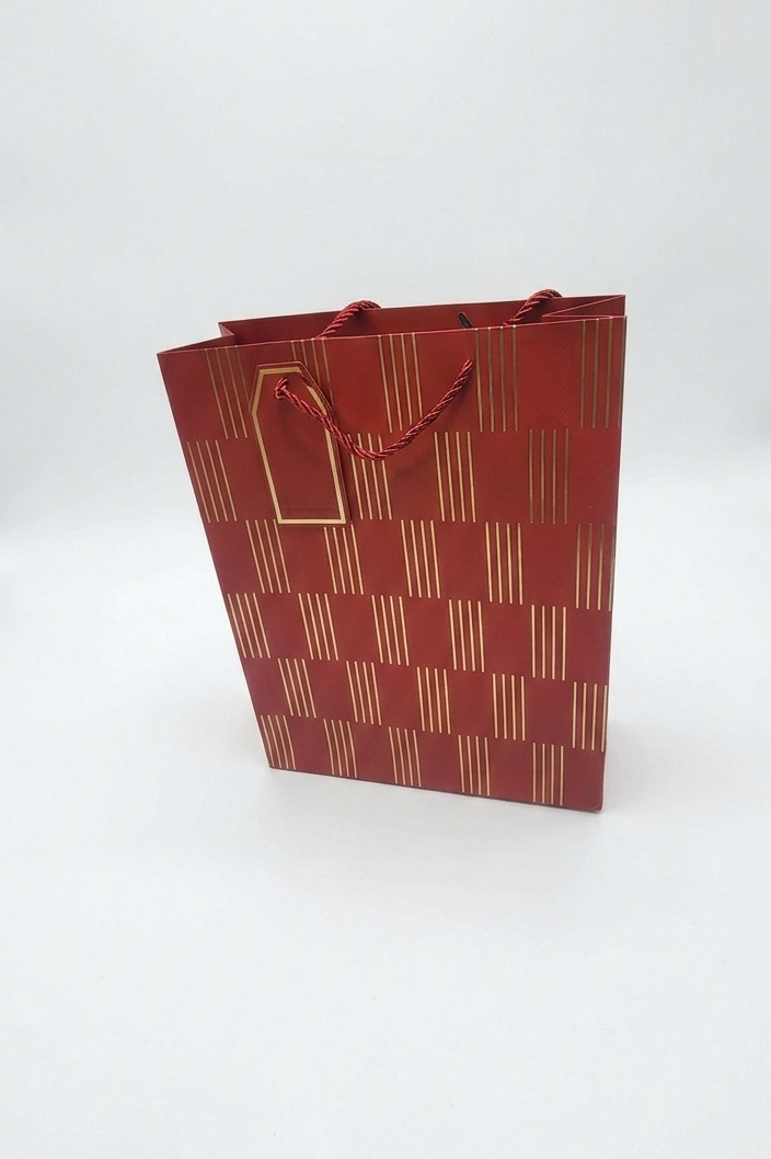 Medium size Luxury Gold Striped Embossed Paper Gift Bags - 4 Color Assortment