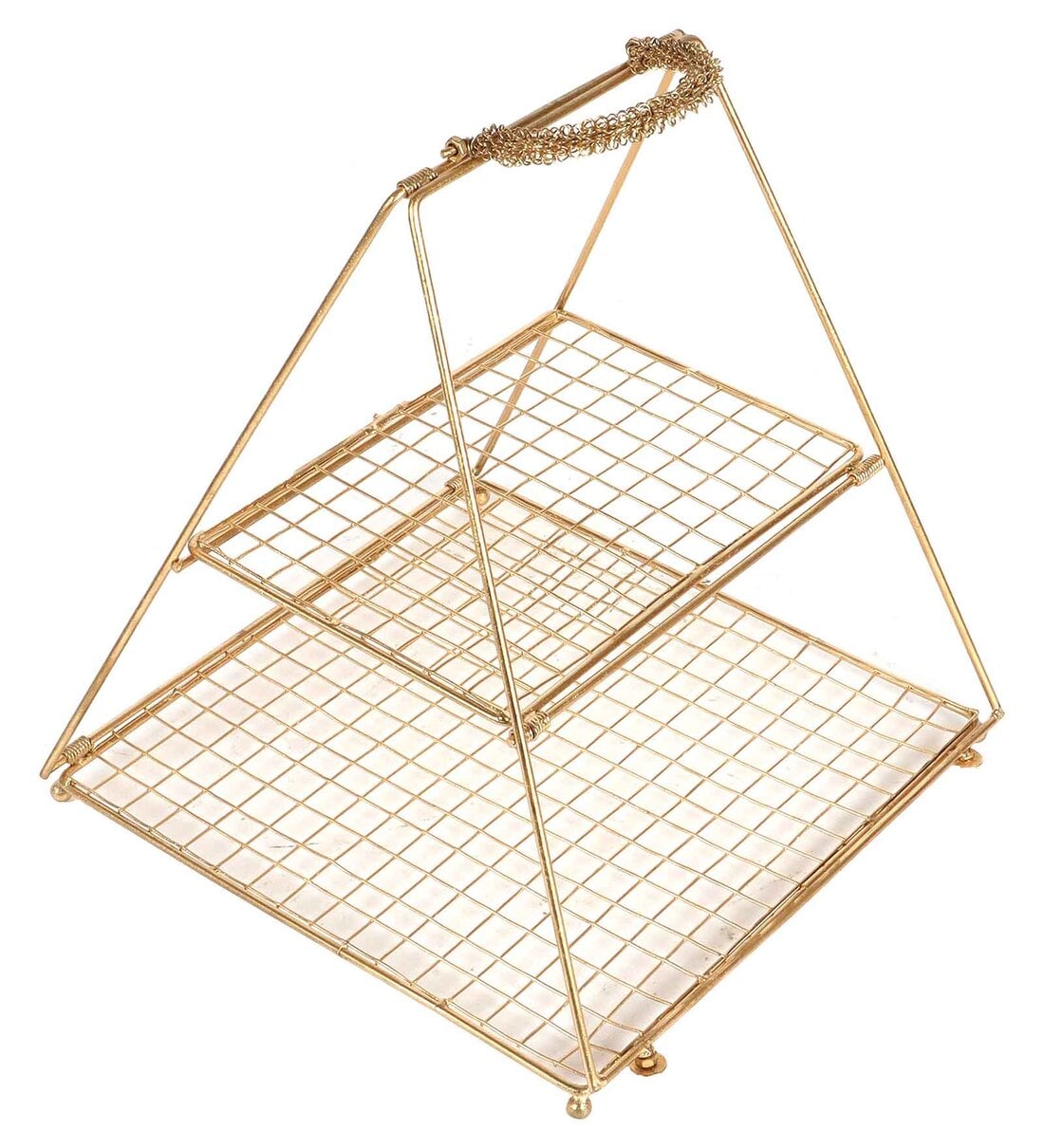 two-tiered, triangular-shaped basket