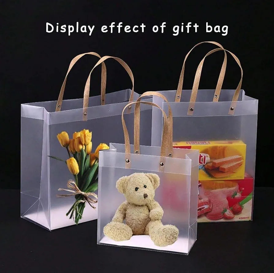 Transparent Frosted PVC Carry Bag for Gifts & Hampers