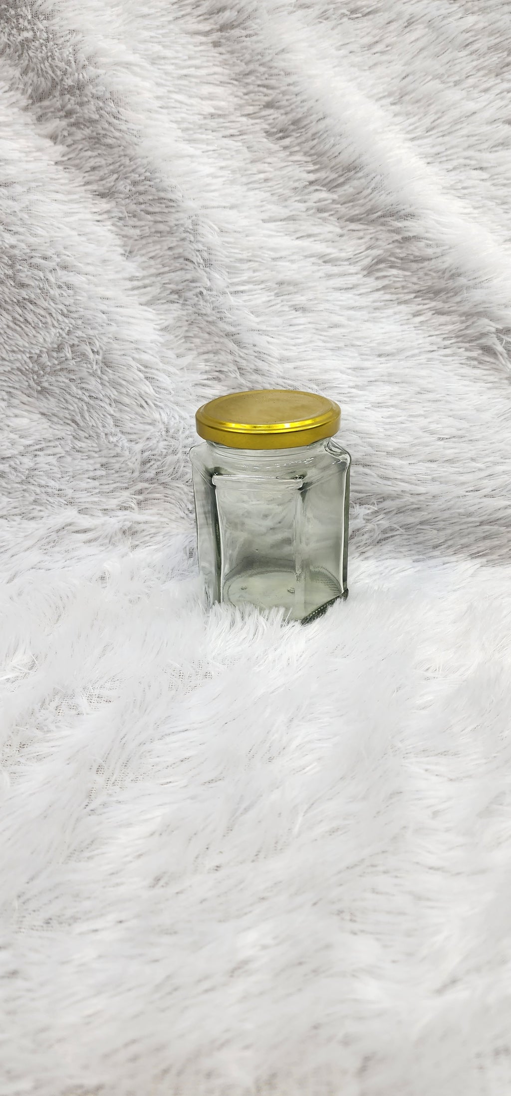 "Clear Glass dry-fruits & Food Storage Jars with Airtight Gold Metal Lids"