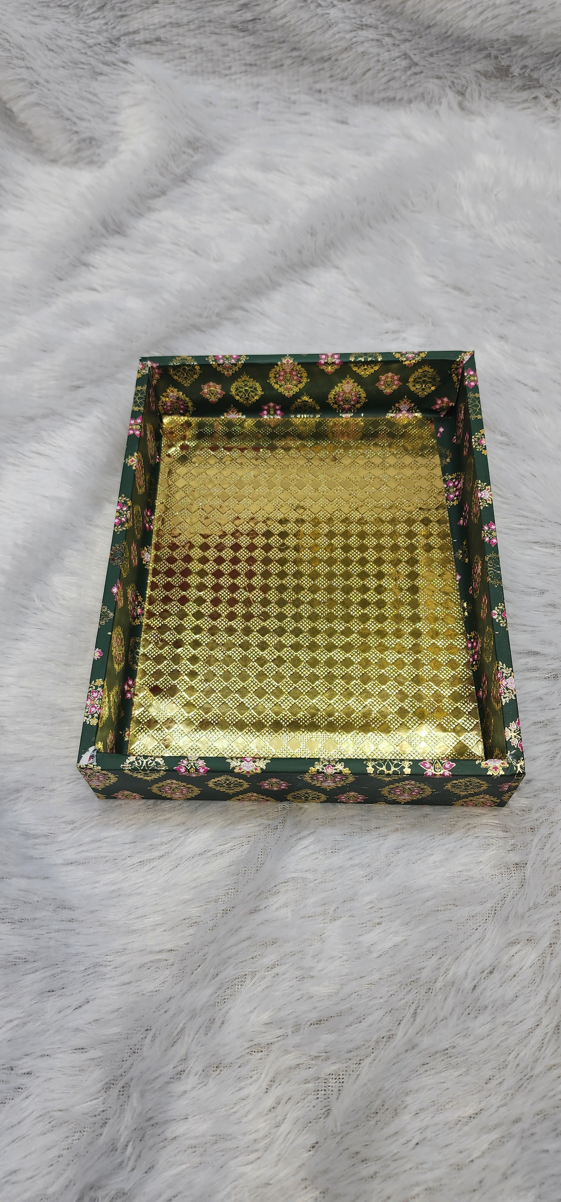 Floral Green & Gold Gift Trays Set of 6