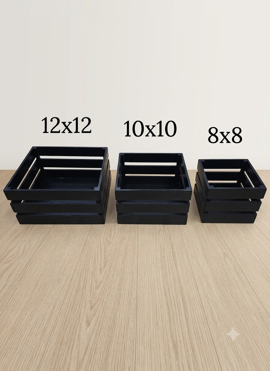 Black Wooden Hamper Boxes