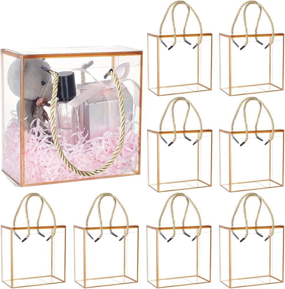 Pvc square transparent hamper box with golden boarder